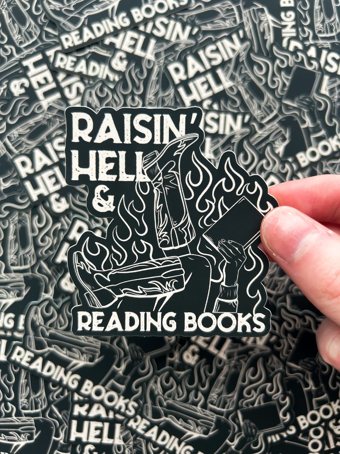 Raisin’ hell & Reading books Sticker
