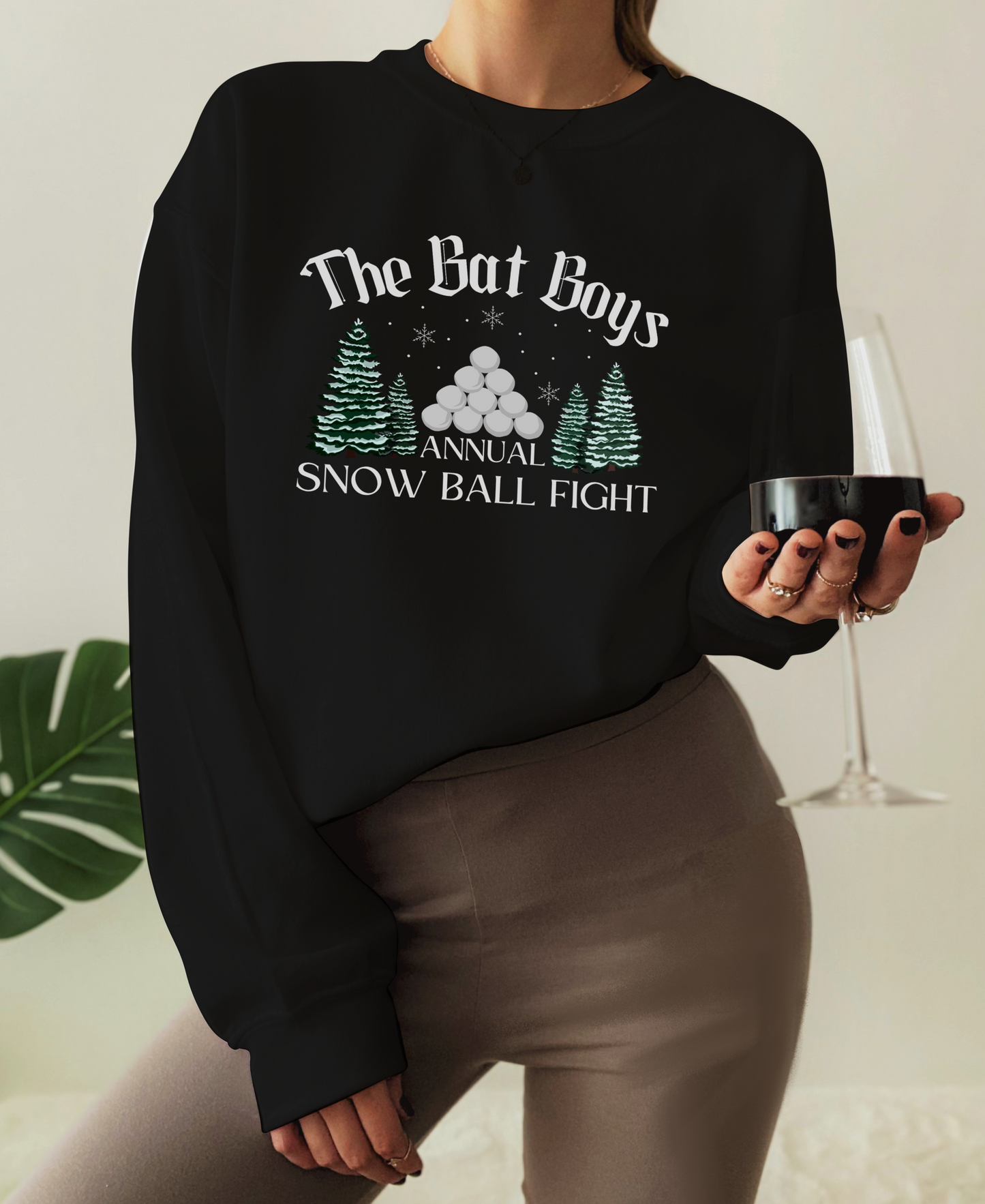 Bat Boys Snow Ball Fight Crewneck