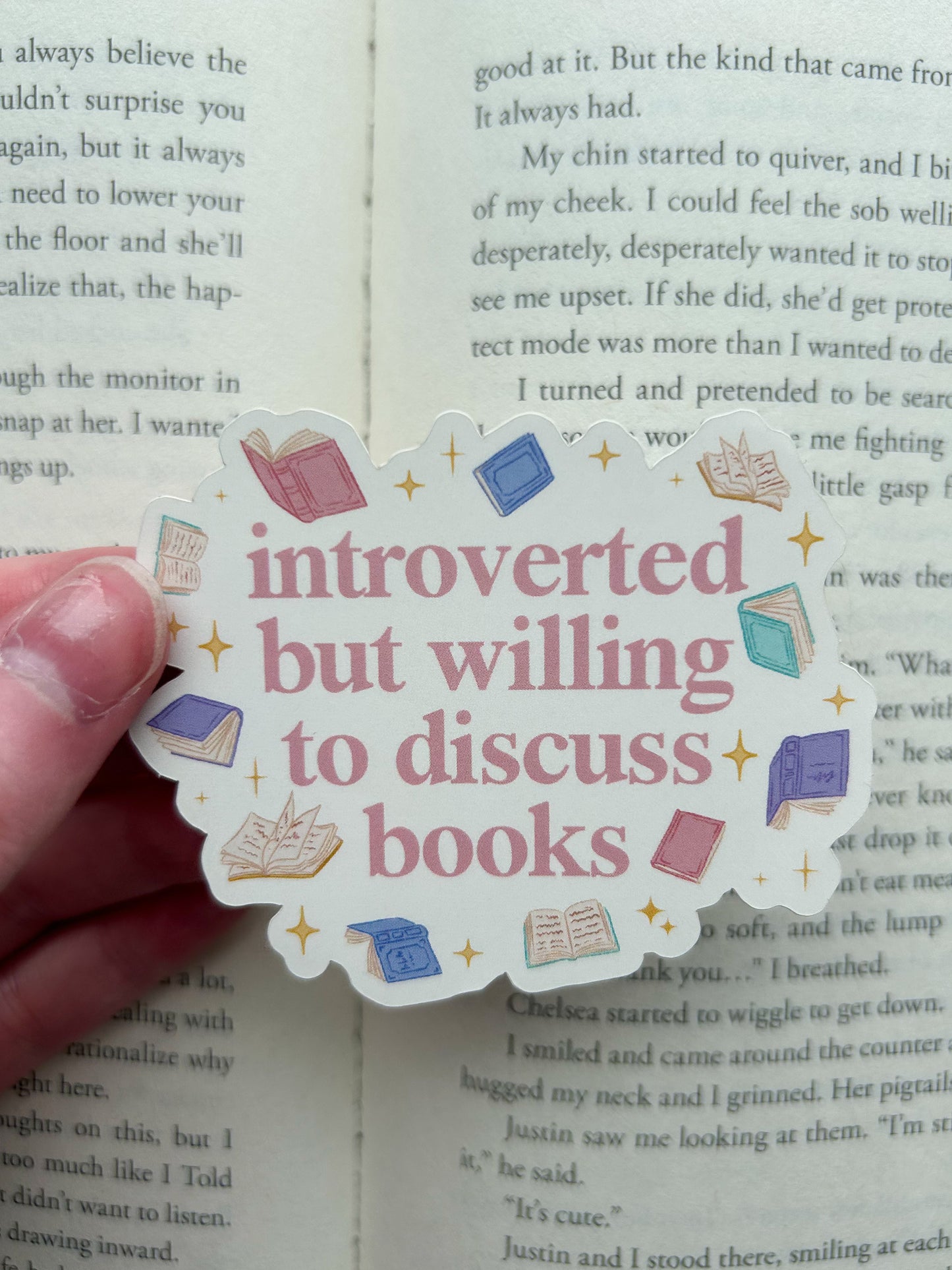 Introverted but willing to discuss books Sticker