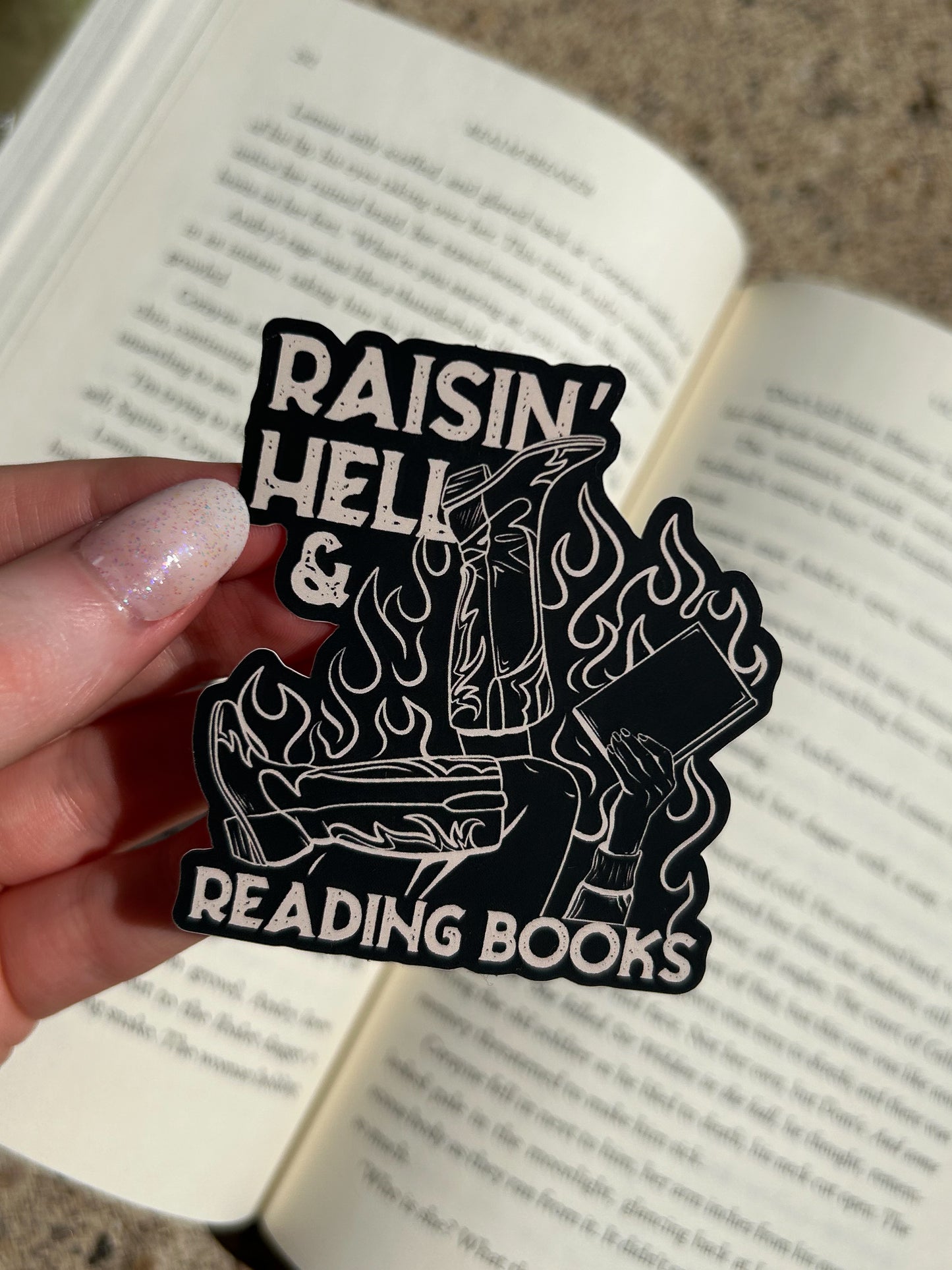 Raisin’ hell & Reading books Sticker